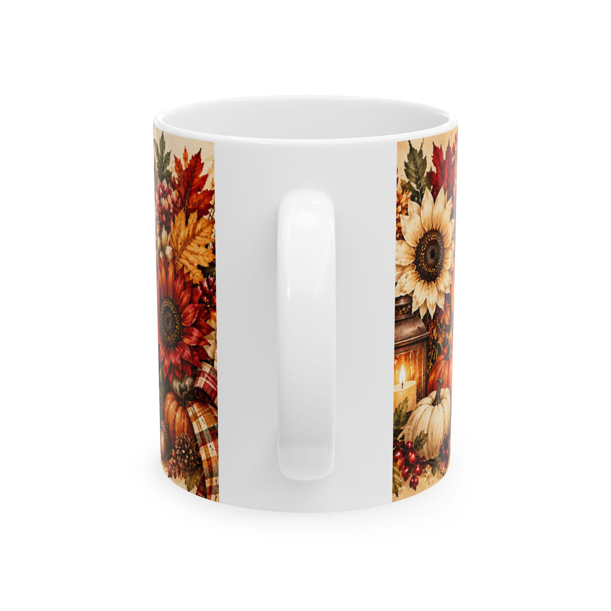 "Margaret" Thanksgiving Leaves & Pumpkins (11oz, 15oz) Personalized Mug