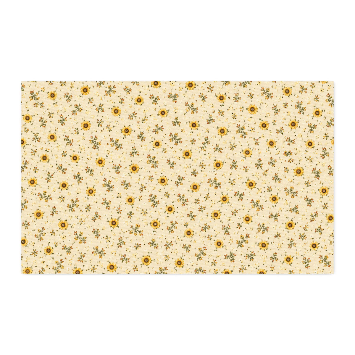 Sunflower Ditsy Calico — Cream. Cotton Twill Fabric — Cream Floral Quilting & Craft Fabric