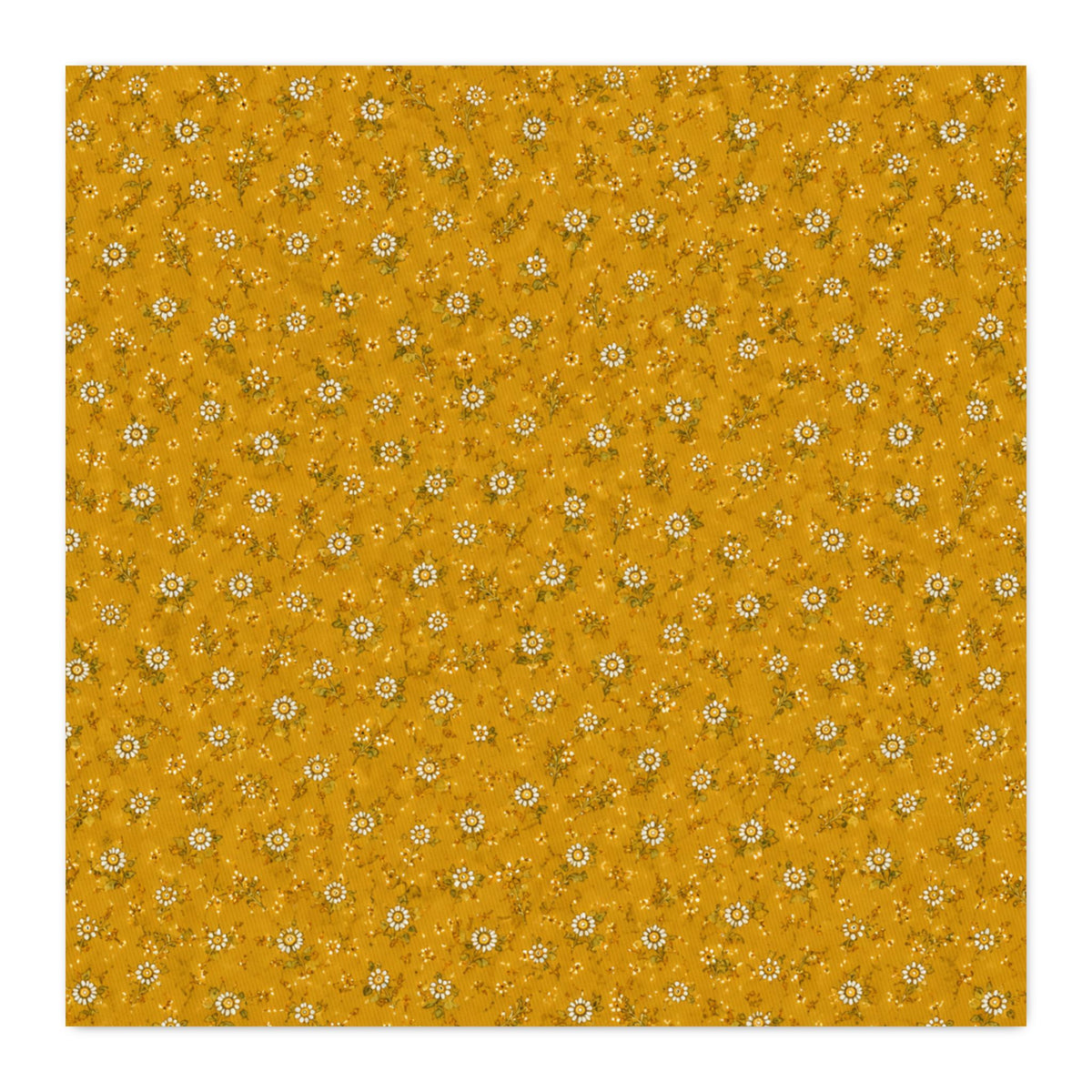 Mustard Floral Cotton Twill Fabric Small Daisy Print, Quilting & Sewing Fabric