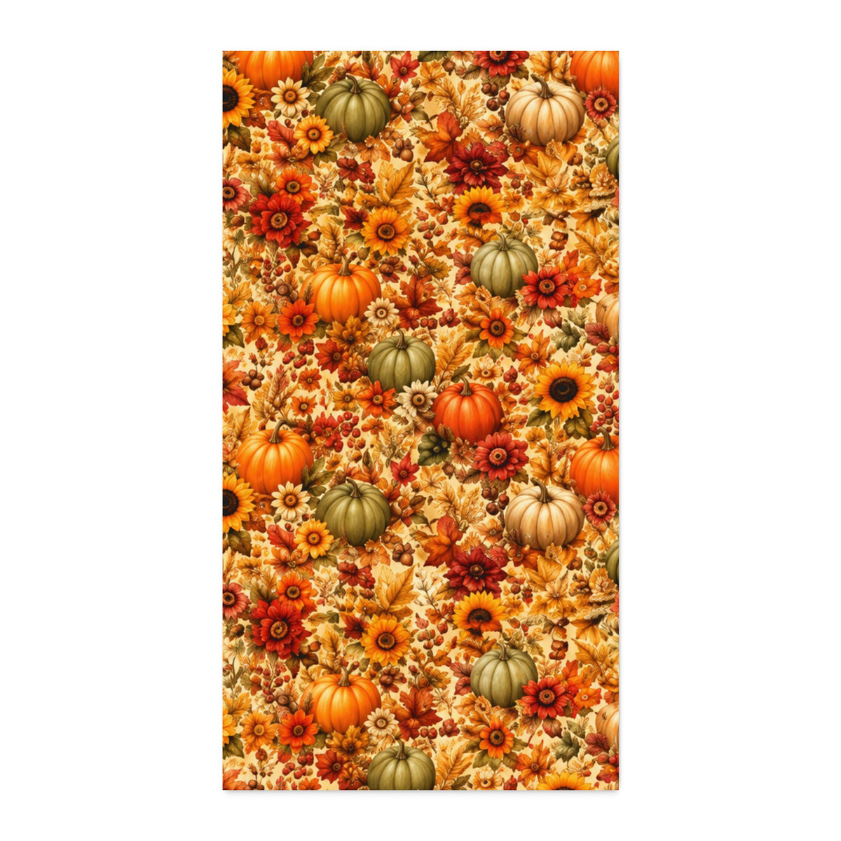 Autumn Harvest CUSTOM Cotton Twill Fabric — Pumpkin & Sunflower Fall Print