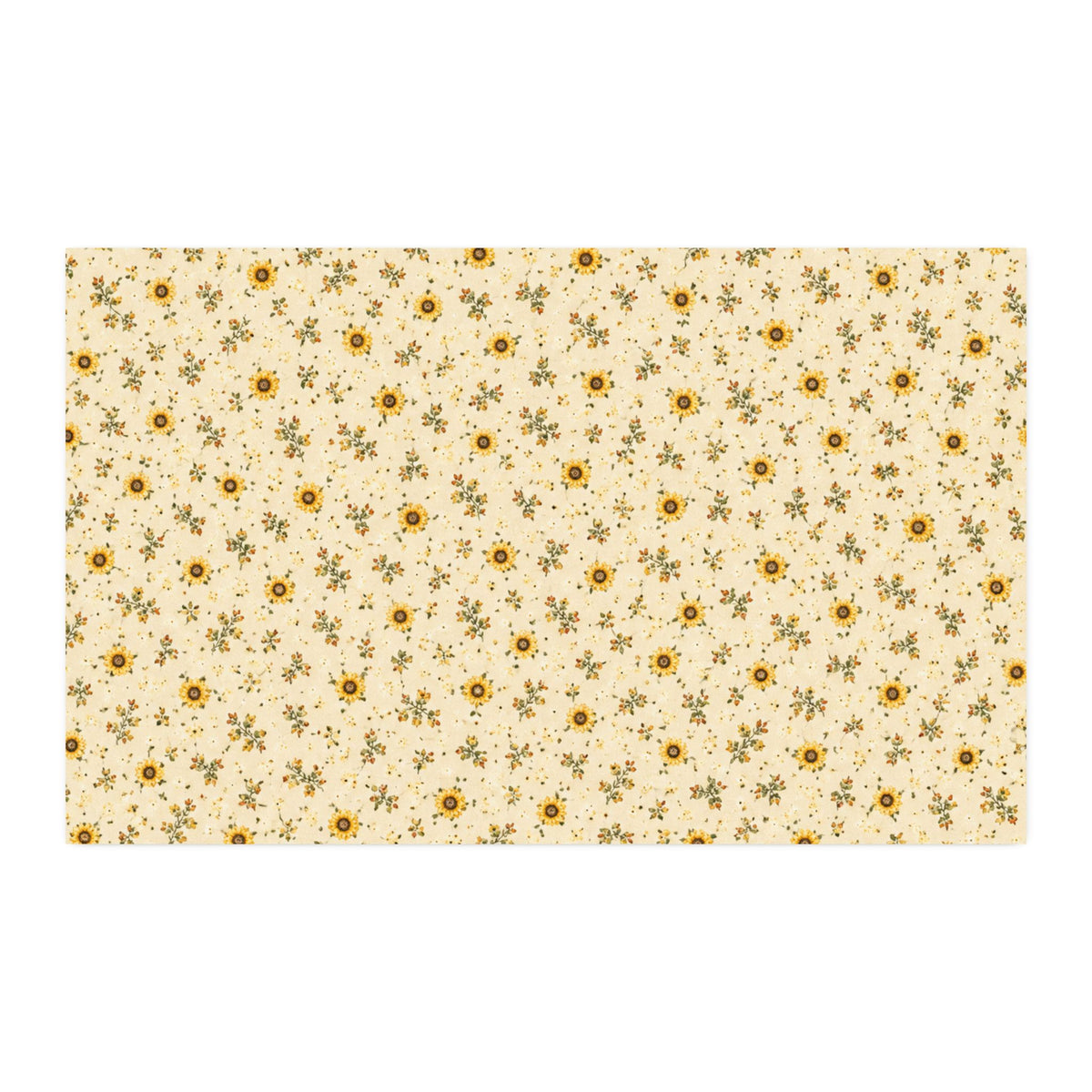 Sunflower Ditsy Calico — Cream. Cotton Twill Fabric — Cream Floral Quilting & Craft Fabric