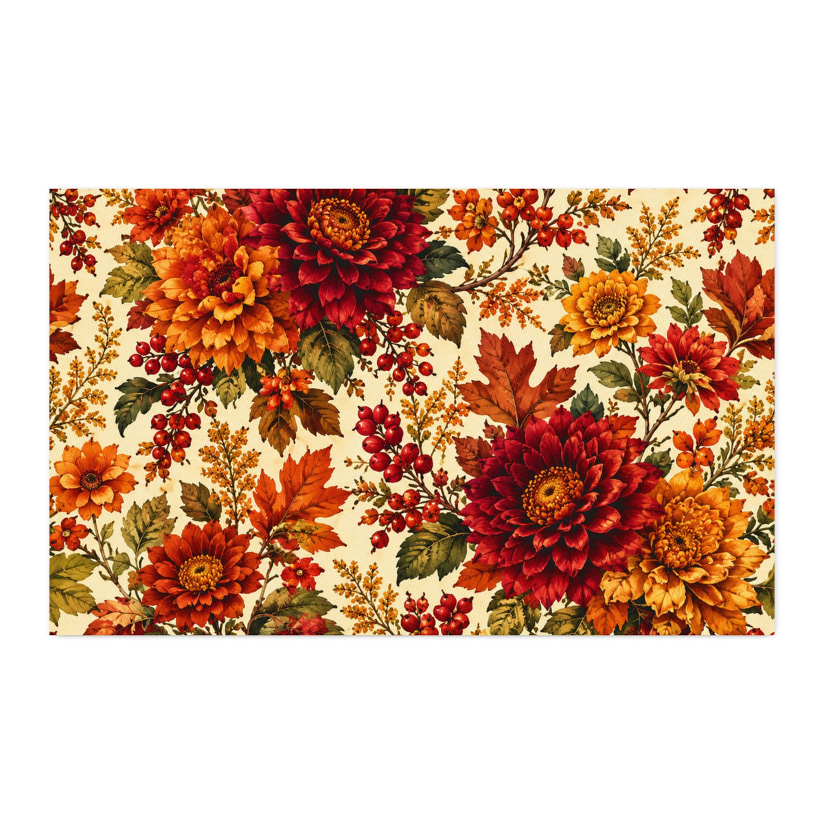 Elegant Autumn Floral 2 Cotton Twill Fabric— Fall Chrysanthemum Print