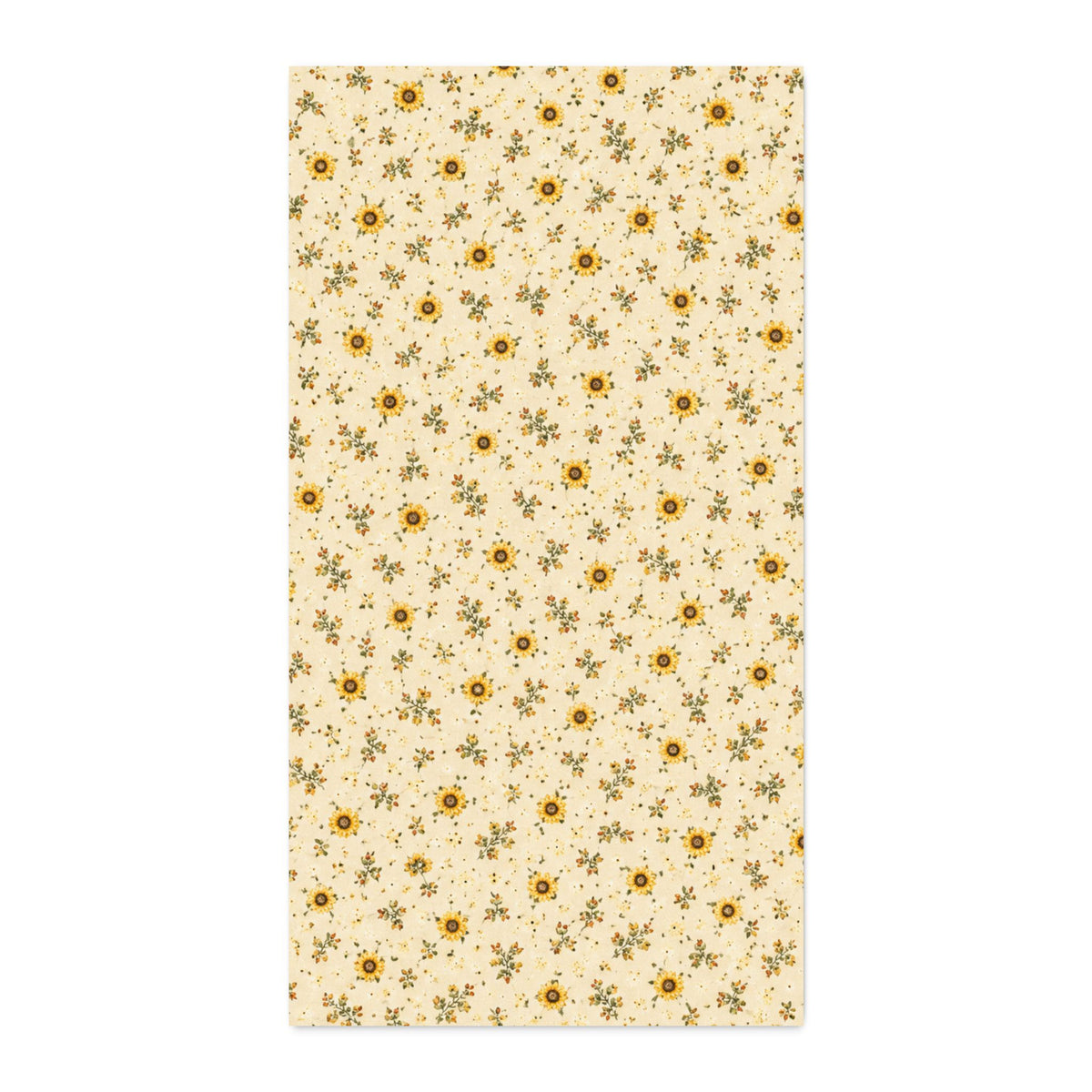 Sunflower Ditsy Calico — Cream. Cotton Twill Fabric — Cream Floral Quilting & Craft Fabric