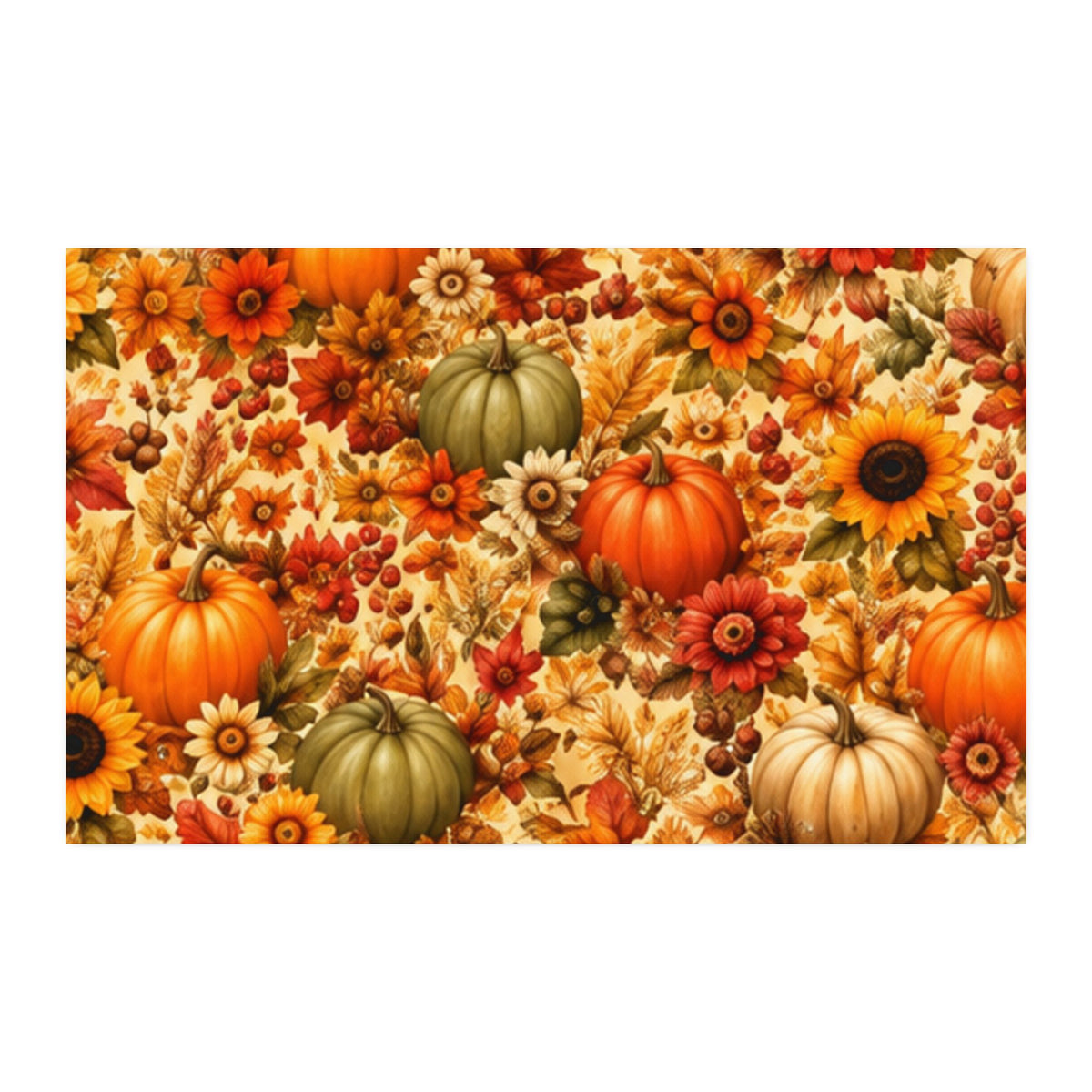Autumn Harvest CUSTOM Cotton Twill Fabric — Pumpkin & Sunflower Fall Print