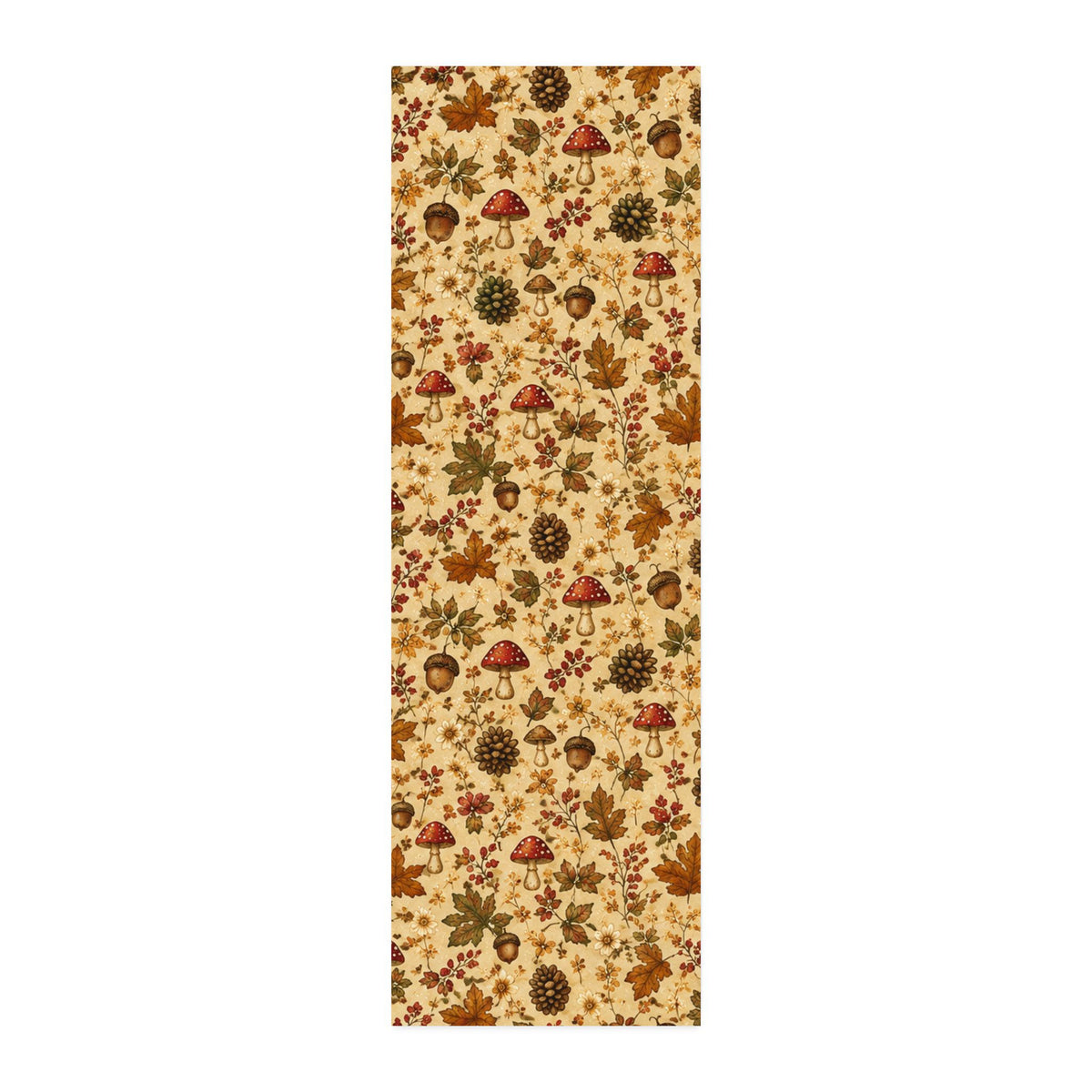 Cottage Woodland Cotton Twill Fabric — Fall Leaves, Mushrooms & Acorns