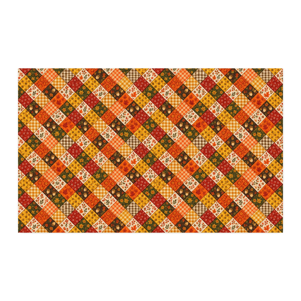 Autumn Patchwork Plaid Fabric 58" x 36" (Cotton Twill) | Fall Quilting Print