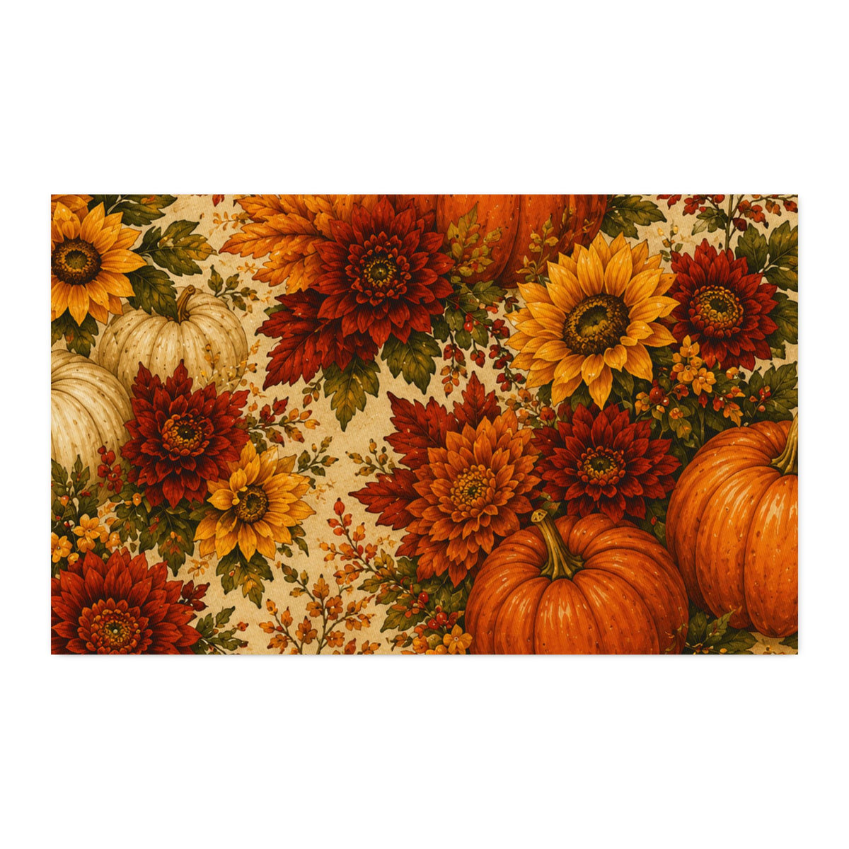 Vibrant Fall Harvest Cotton Twill Fabric — Pumpkins & Sunflowers Fall Quilt Cotton