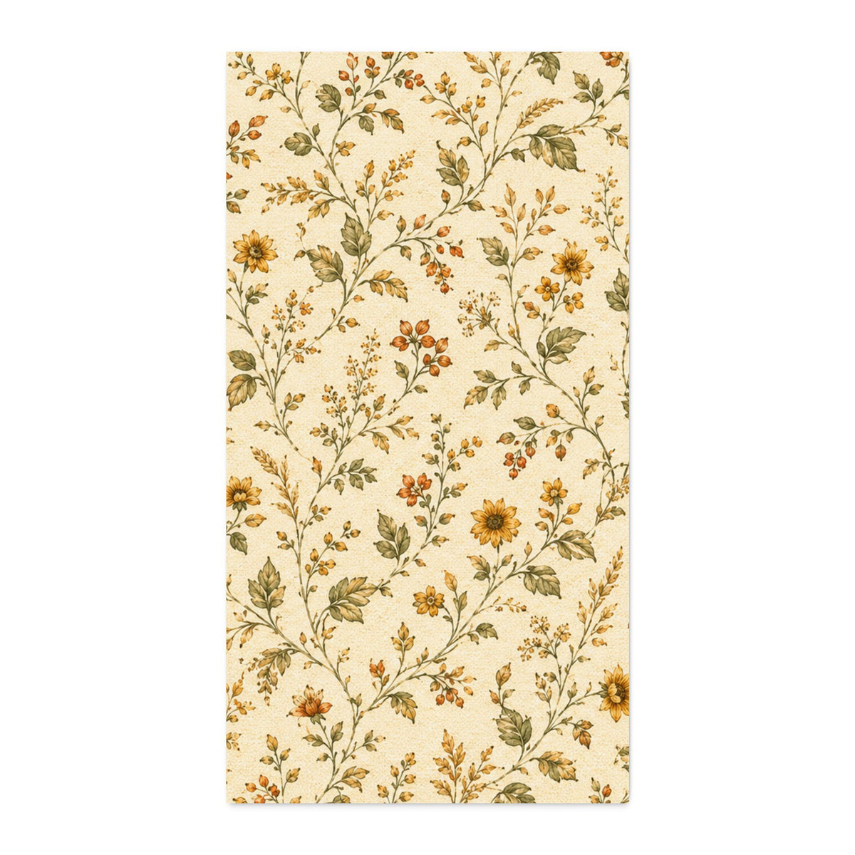 Sunflower Ditsy Calico Cream Cotton Twill Fabric— Vintage Floral Quilting & Home Decor