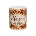 "Margaret" Thanksgiving Leaves & Pumpkins (11oz, 15oz) Personalized Mug