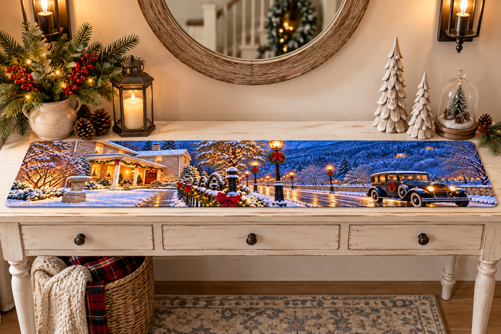 The Zilli House at Christmas — Bucks County Winter Table Runner