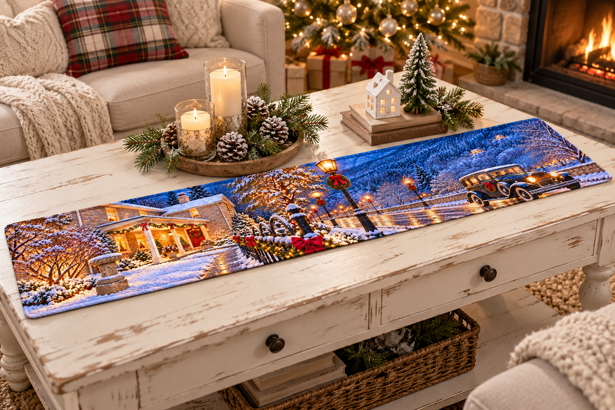 The Zilli House at Christmas — Bucks County Winter Table Runner