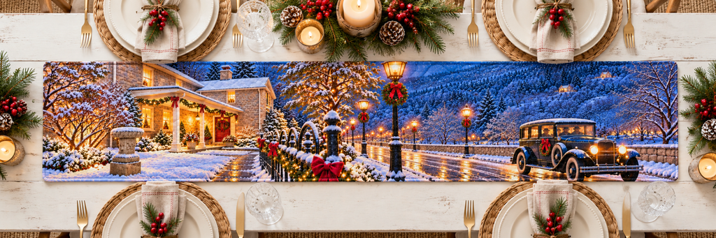 The Zilli House at Christmas — Bucks County Winter Table Runner