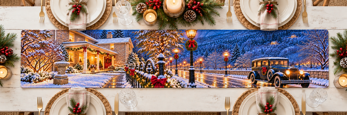 The Zilli House at Christmas — Bucks County Winter Table Runner