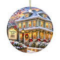 Victorian Christmas House Ceramic Ornament — Double-Sided Holiday Decoration