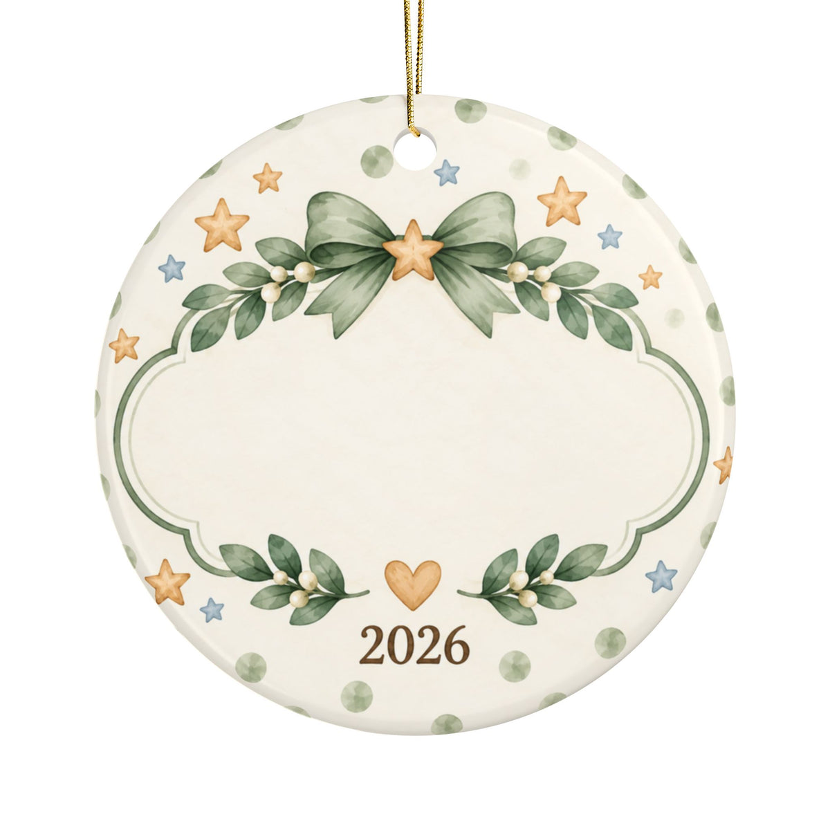 Personalized Baby's 1st Christmas 2026 Ceramic Ornament — Cute Elephant & Bunny Keepsake (Double-Sided)