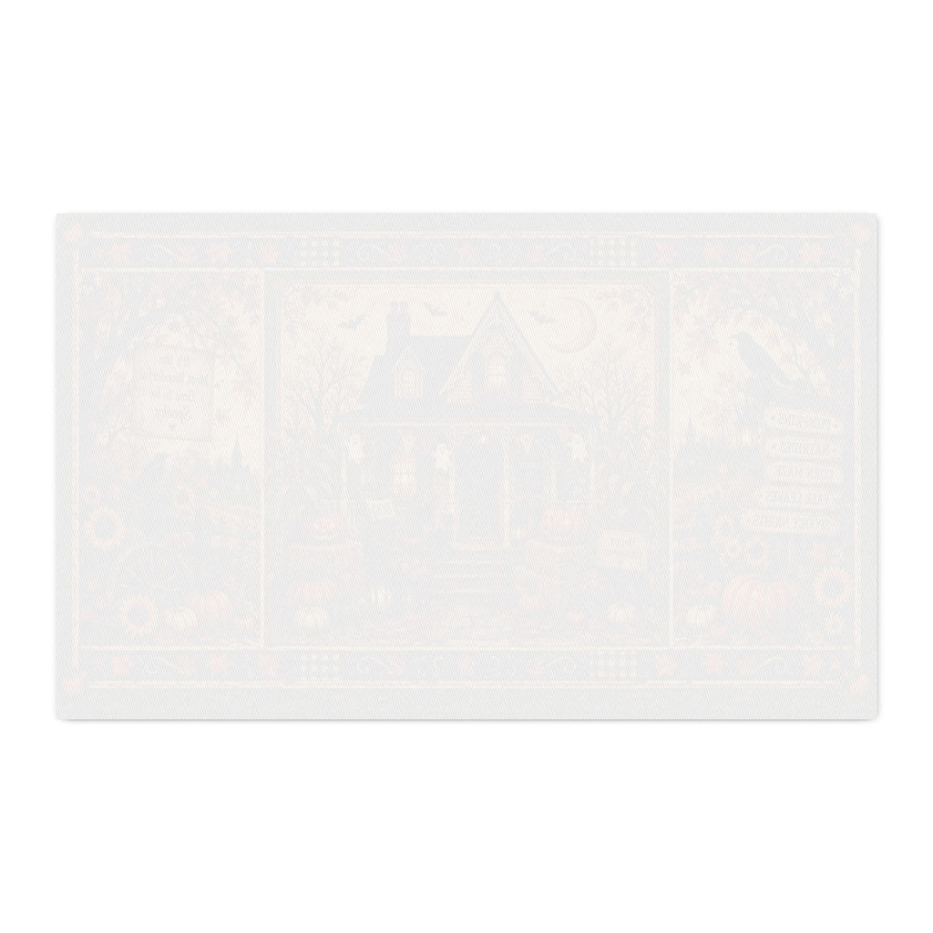 Spooky Autumn Cottage – Vintage Halloween Fabric Panel Panel Cotton Twill