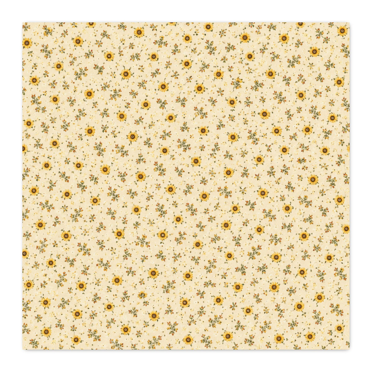 Sunflower Ditsy Calico — Cream. Cotton Twill Fabric — Cream Floral Quilting & Craft Fabric
