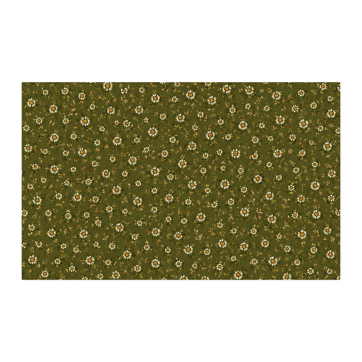 Olive Green Mini Floral Cotton Twill Fabric