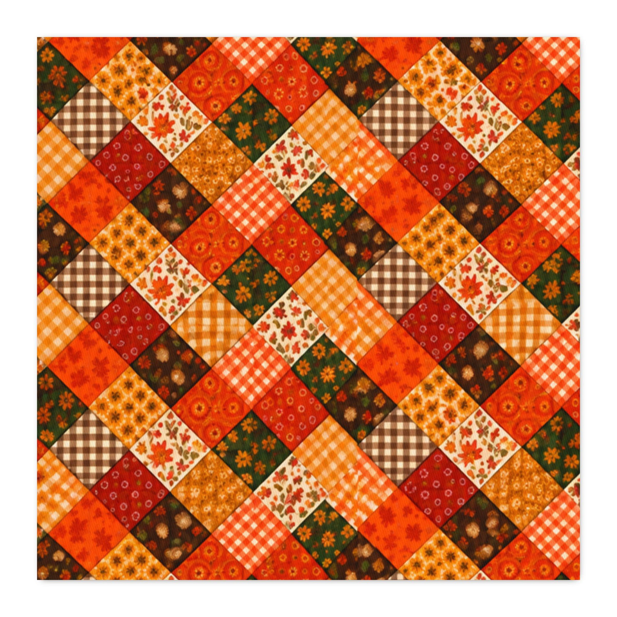 Autumn Vibrant Patchwork Cotton Twill Fabric (Custom Print)