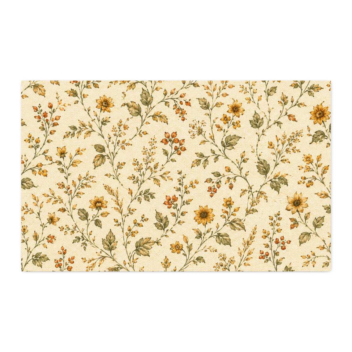 Sunflower Ditsy Calico Cream Cotton Twill Fabric— Vintage Floral Quilting & Home Decor