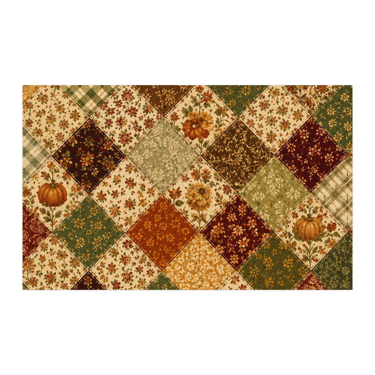 Fall Neutral Patchwork Cotton Twill Fabric
