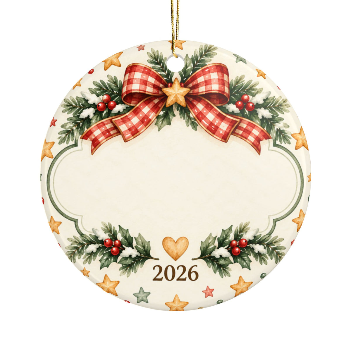 Personalized Baby's 1st Christmas 2026 Ceramic Ornament — Cute Elephant & Bunny Double-Sided Keepsake