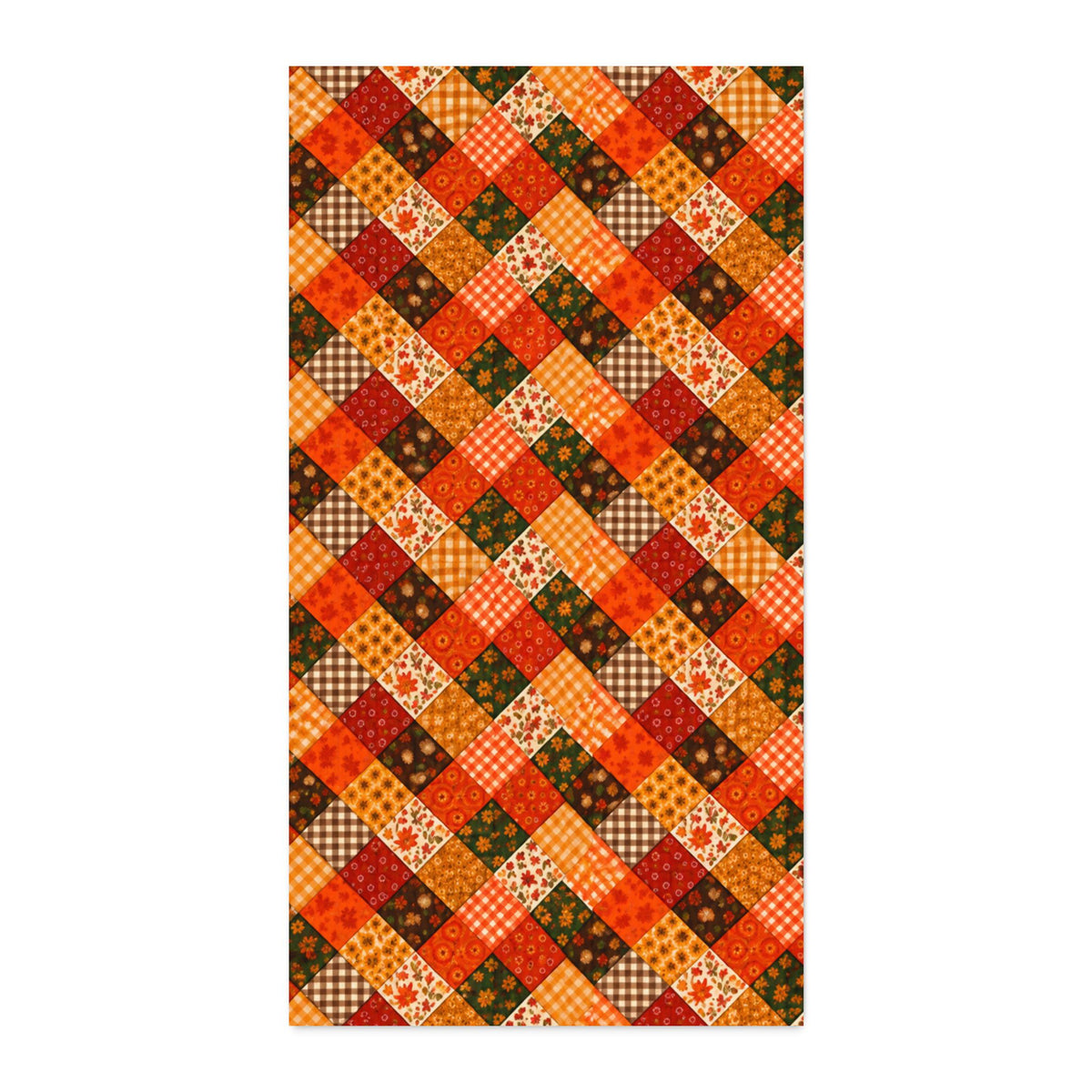 Autumn Vibrant Patchwork Cotton Twill Fabric (Custom Print)
