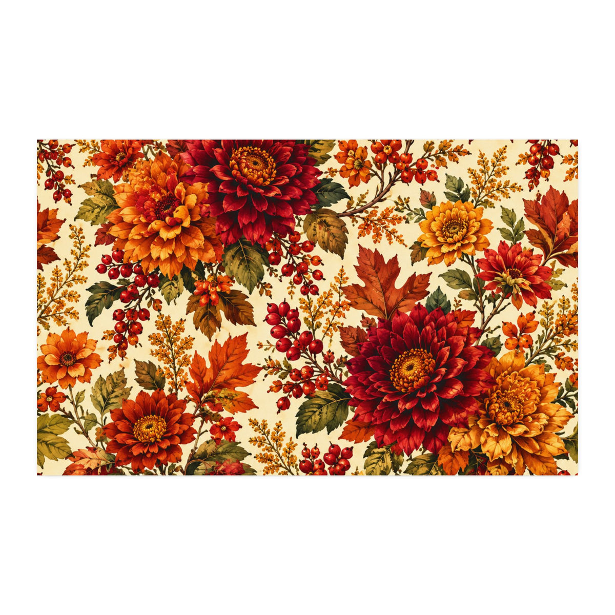 Elegant Autumn Floral 2 Cotton Twill Fabric— Fall Chrysanthemum Print