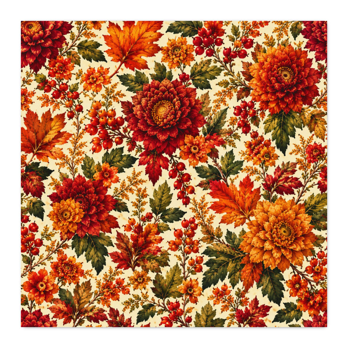 Elegant Autumn Floral Cotton Twill Fabric — Fall Floral Fabric